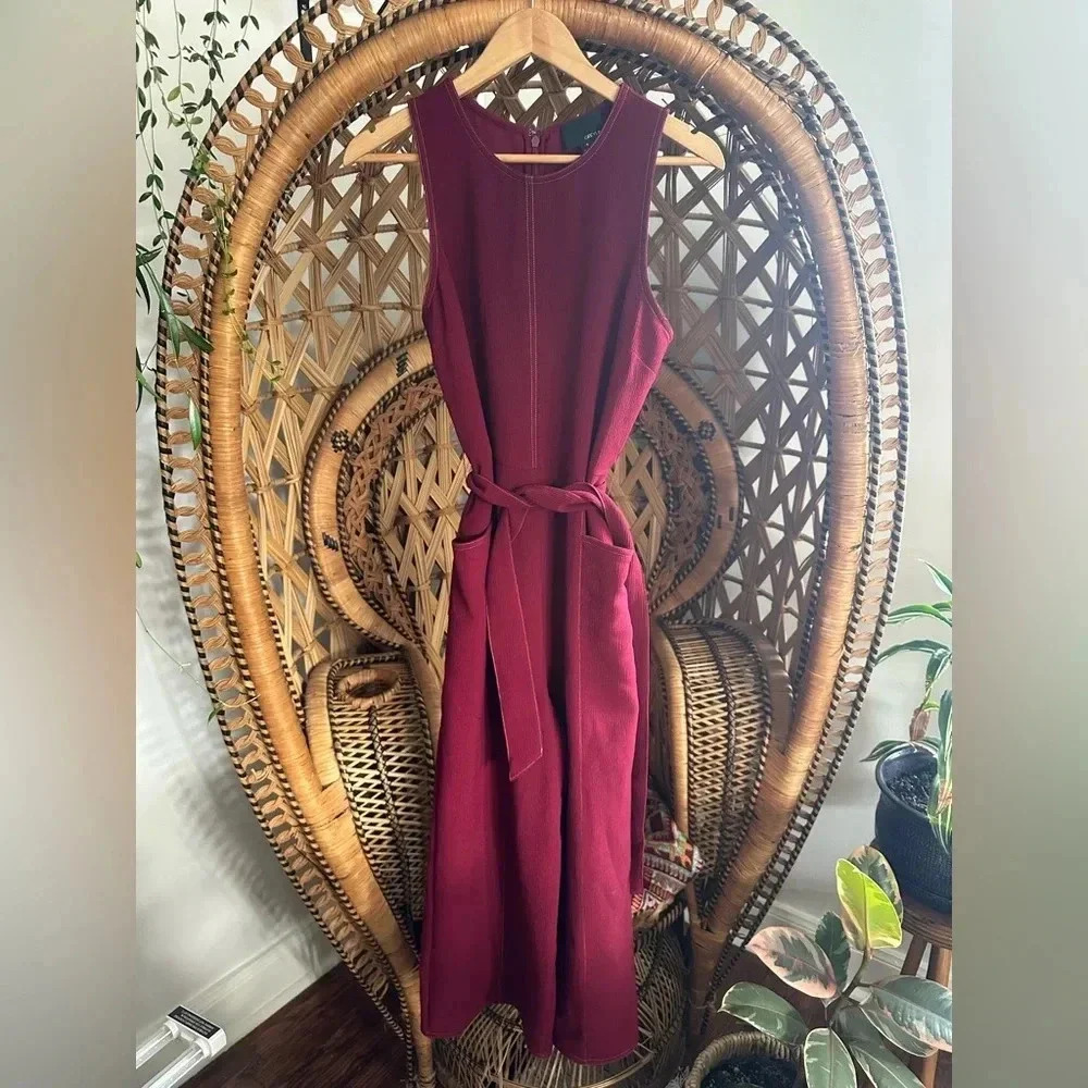 Anthropologie Greylin Colleen Stitched Jumpsuit in Maroon/Burgundy. - Picture 5 of 11